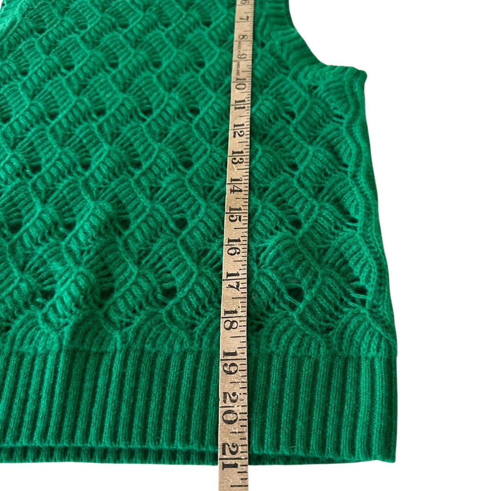 J.Crew Cashmere Pointelle Sweater Vest Green Preppy Classic Knit Size S - Picture 9 of 11